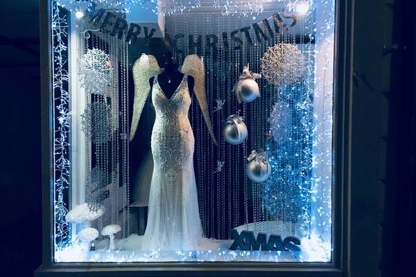 Blue and Silver Display - I Do Bridal Boutique
