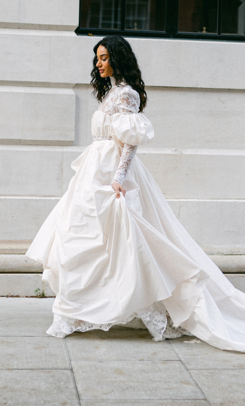 The Amy skirt is made in glorious taffeta, with box pleats at the waist for volume 