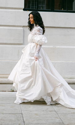 The Amy skirt is made in glorious taffeta, with box pleats at the waist for volume 