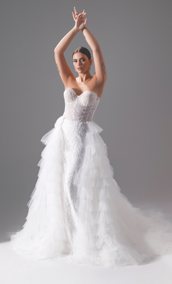 Trend Five: Zuri Bridal's dynamic overskirt is bold and fashion-forward 