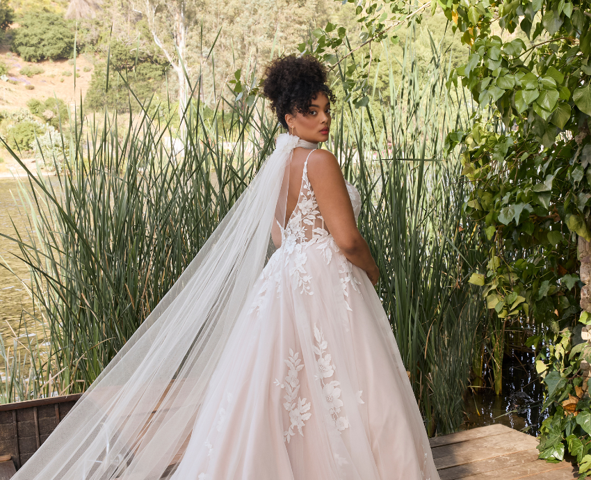 Sawyer is an A-line wedding dress with a boho feel