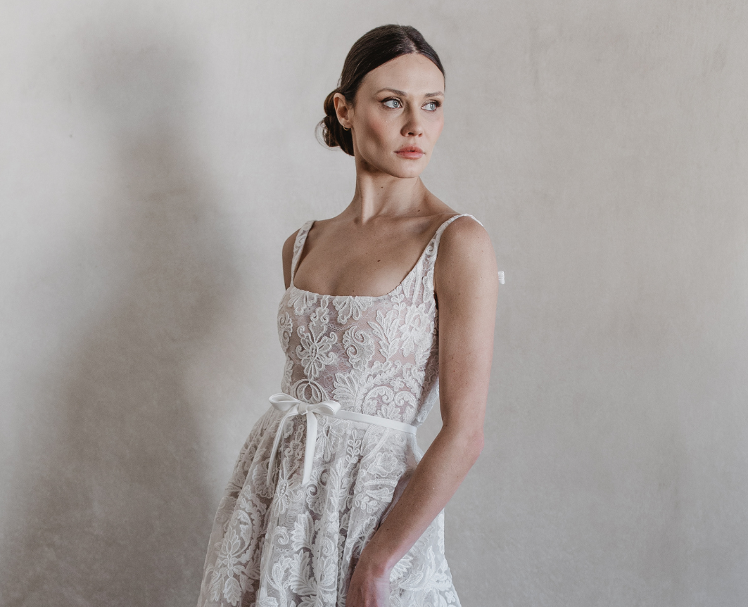 Modern Lace wedding dress by Anna Georgina 