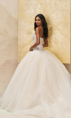 An elongated body and bold skirt gives a regal look 