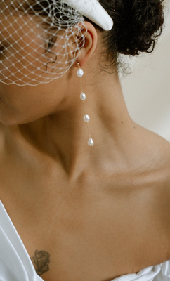 Penelope Baroque Pearl Long Drop Earrings