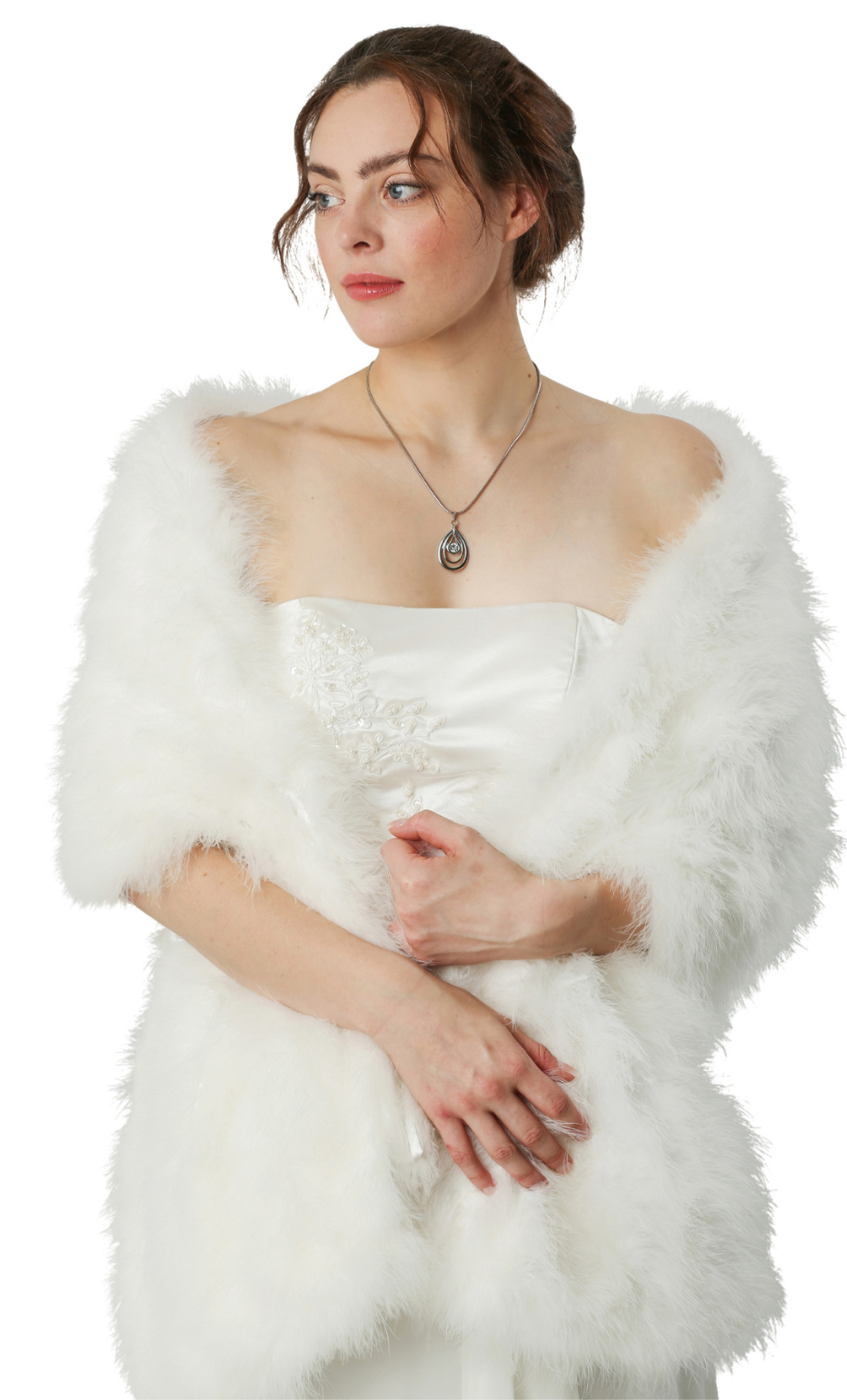 Joan Lee - MIAMI IVORY FEATHER WRAP 