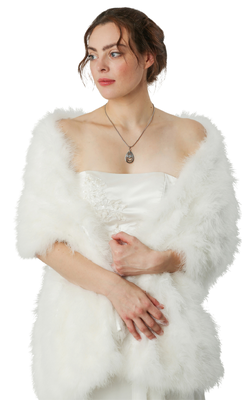 Joan Lee - MIAMI IVORY FEATHER WRAP 