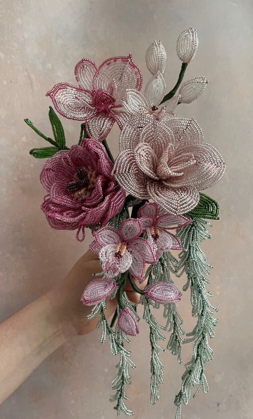 Handcrafted glass-beaded blooms created by Hannah of The Beaded Florist Handcrafted glass-beaded blooms created by Hannah of The Beaded Florist